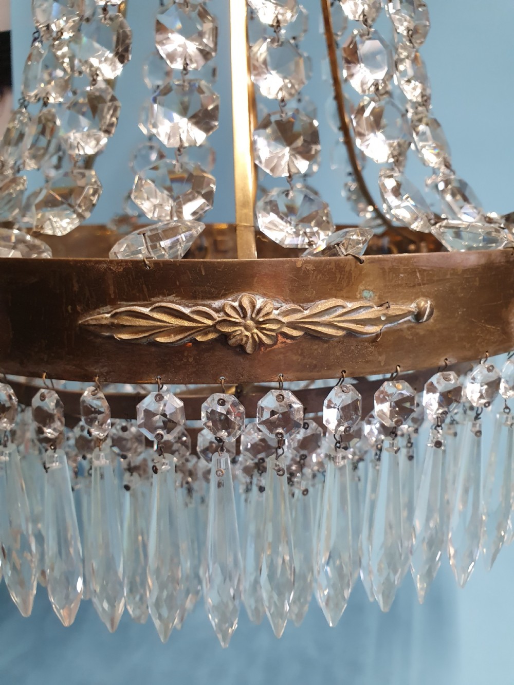 Early 20th century large antique spike chandelier View V