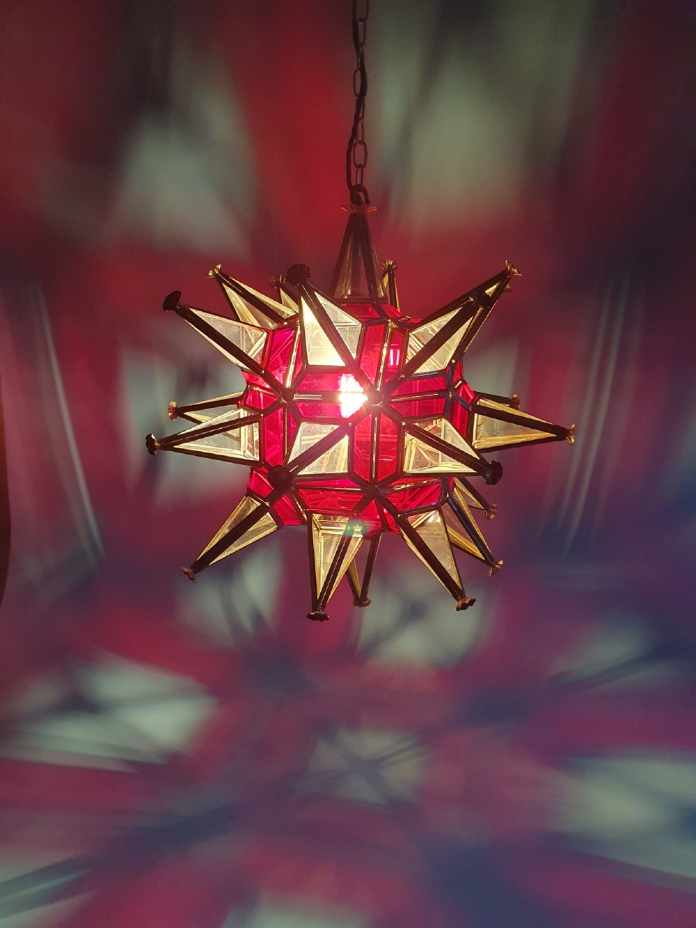 Early 20th century Starlight with clear and red glass View V