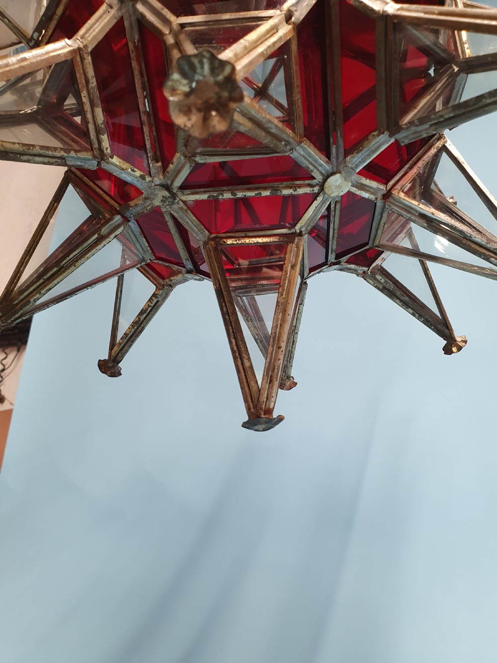 Early 20th century Starlight with clear and red glass View VII