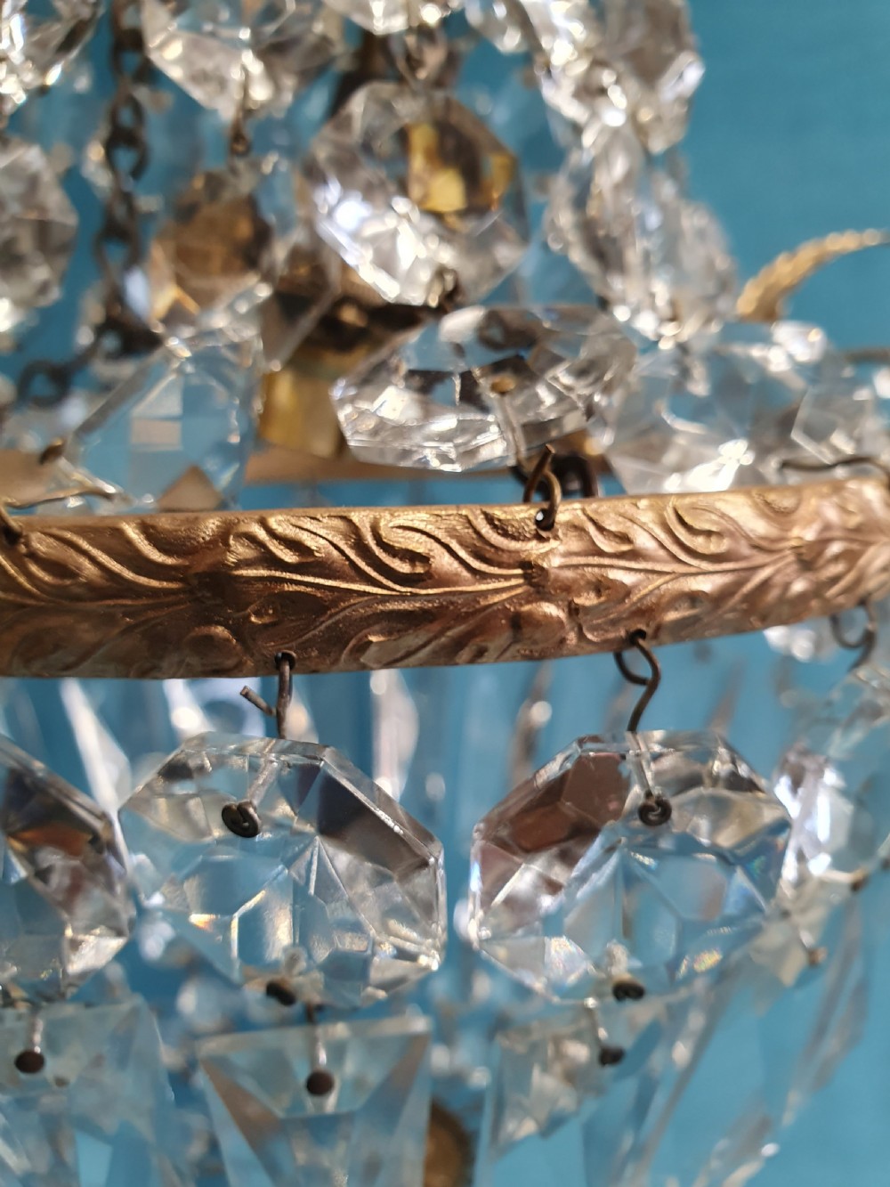 Early 20th century small swag chandelier with finials View VIII