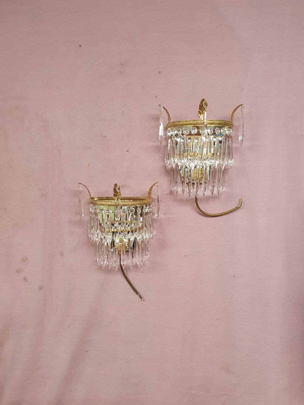 Early 20th century pair of spike wall lights