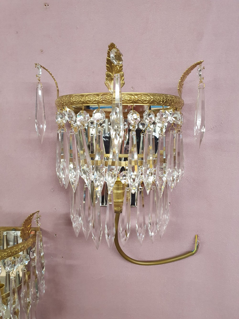 Early 20th century pair of spike wall lights View II
