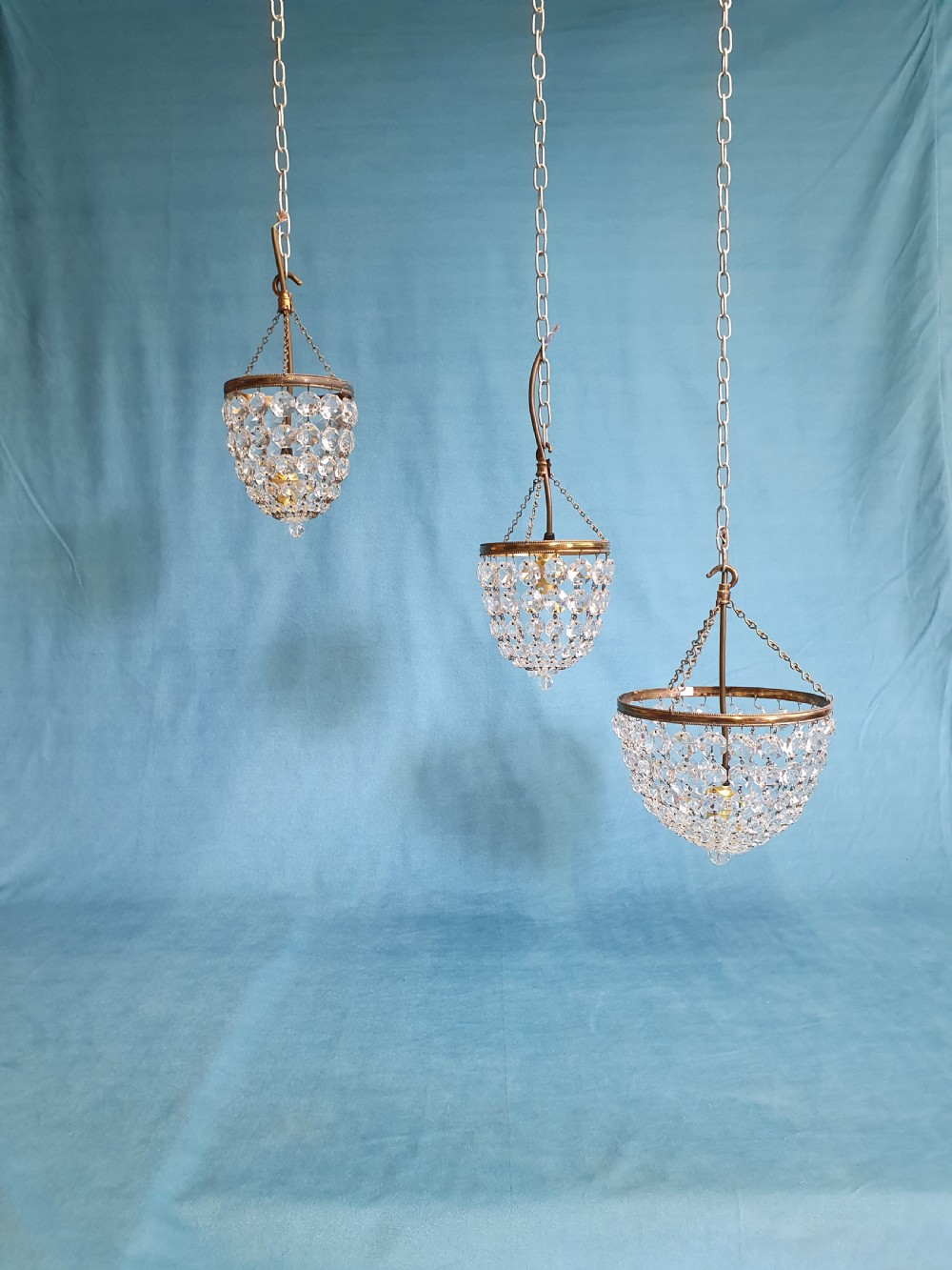 Set of three bag chandeliers first half of the 20th century