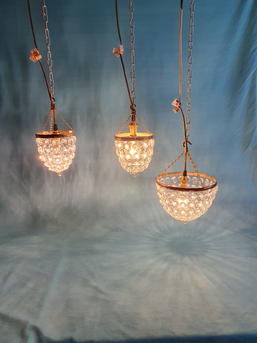 Set of three bag chandeliers first half of the 20th century View V