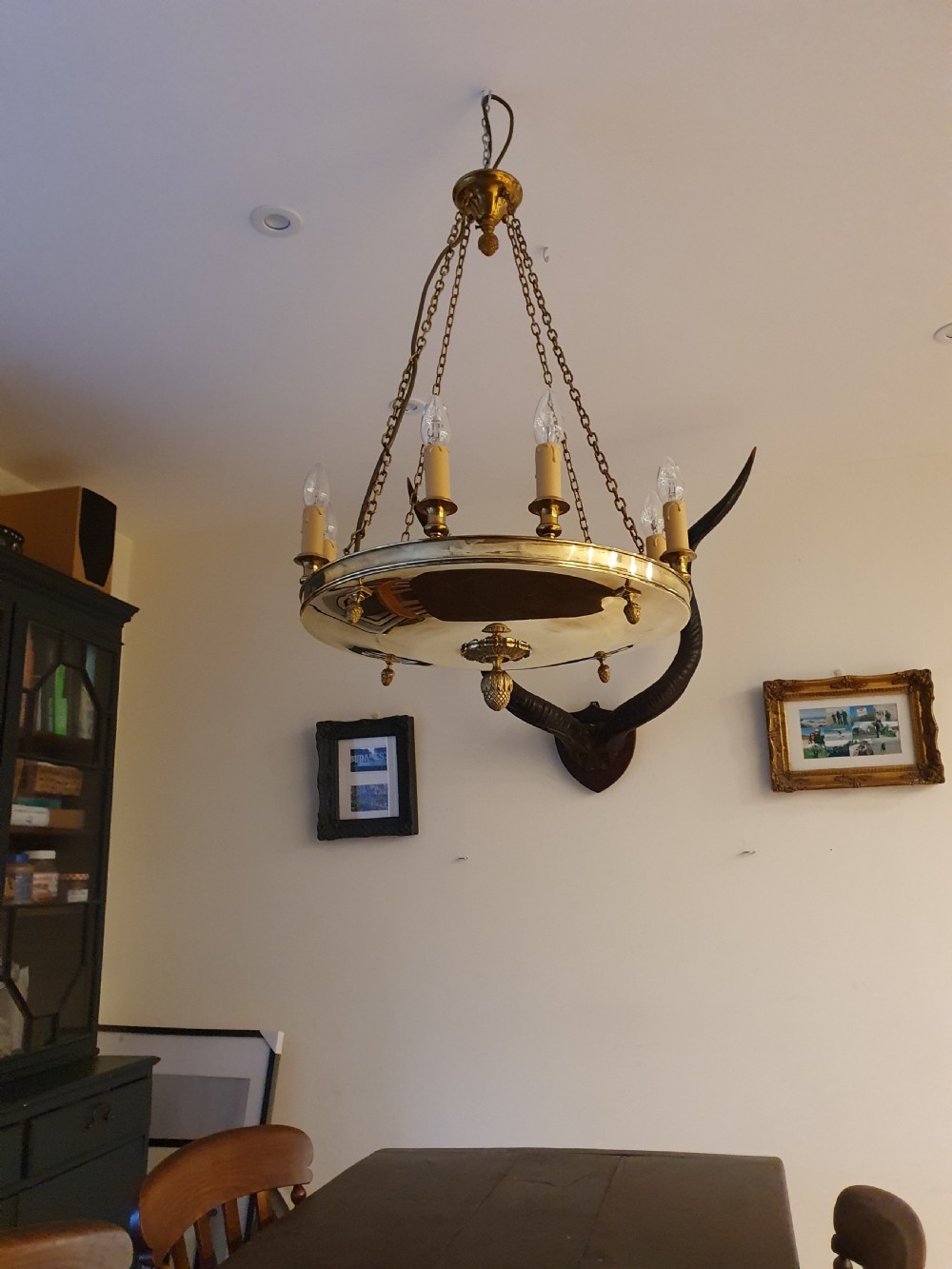 Early 20th century brass chandelier with 12 bulbs