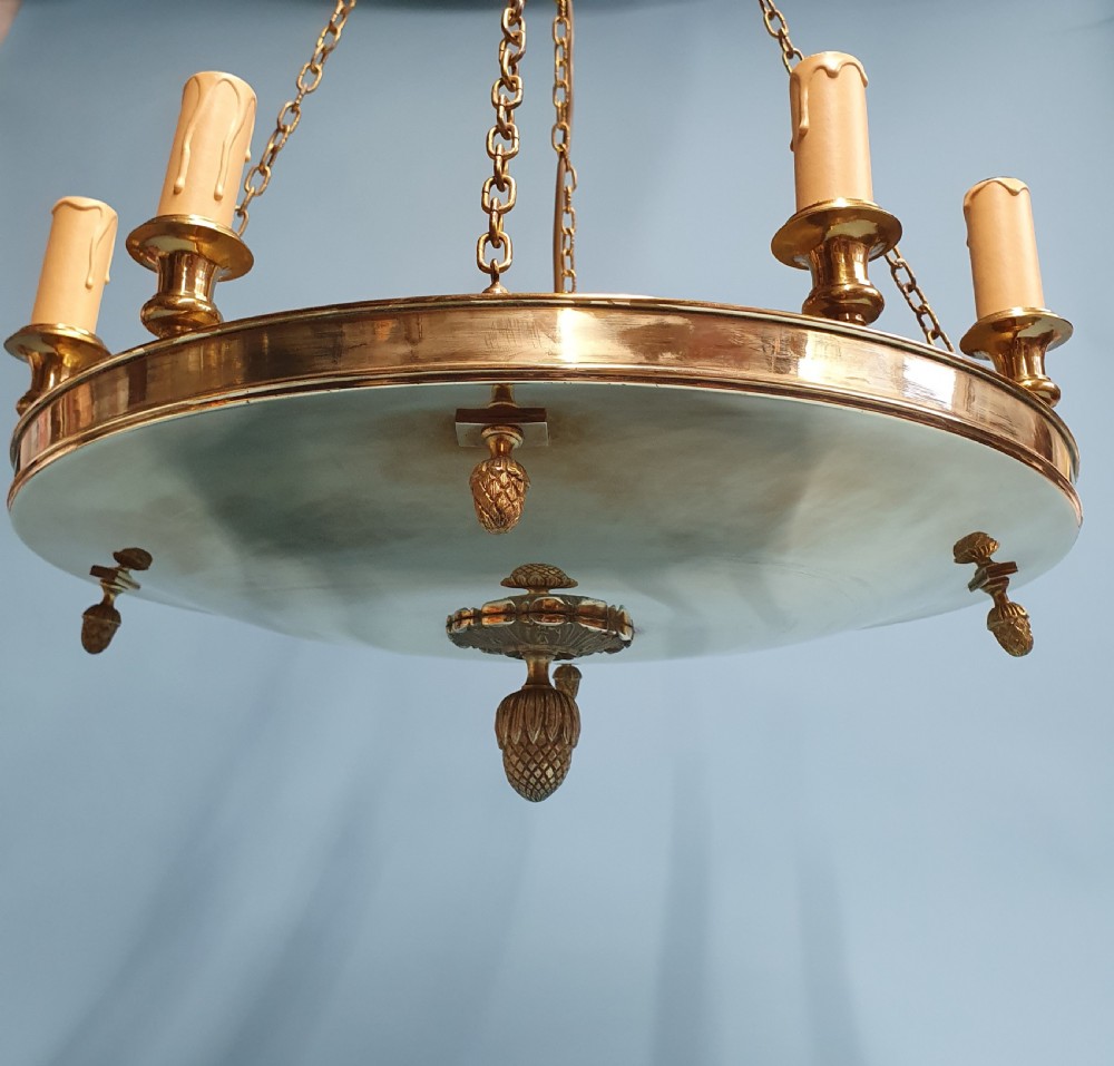 Early 20th century brass chandelier with 12 bulbs View V