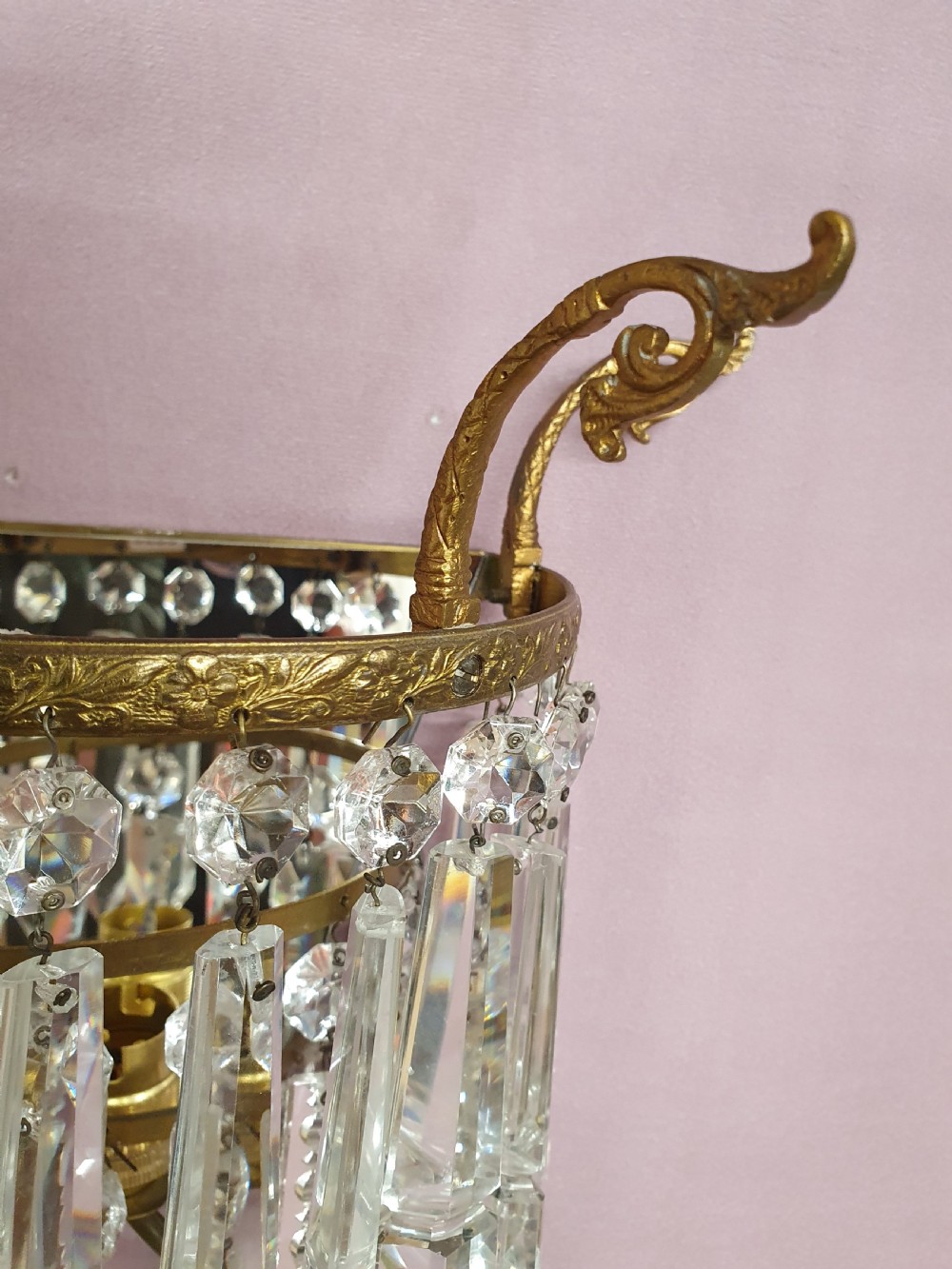 Early 20th century pair of wall lights with mirror backs View V