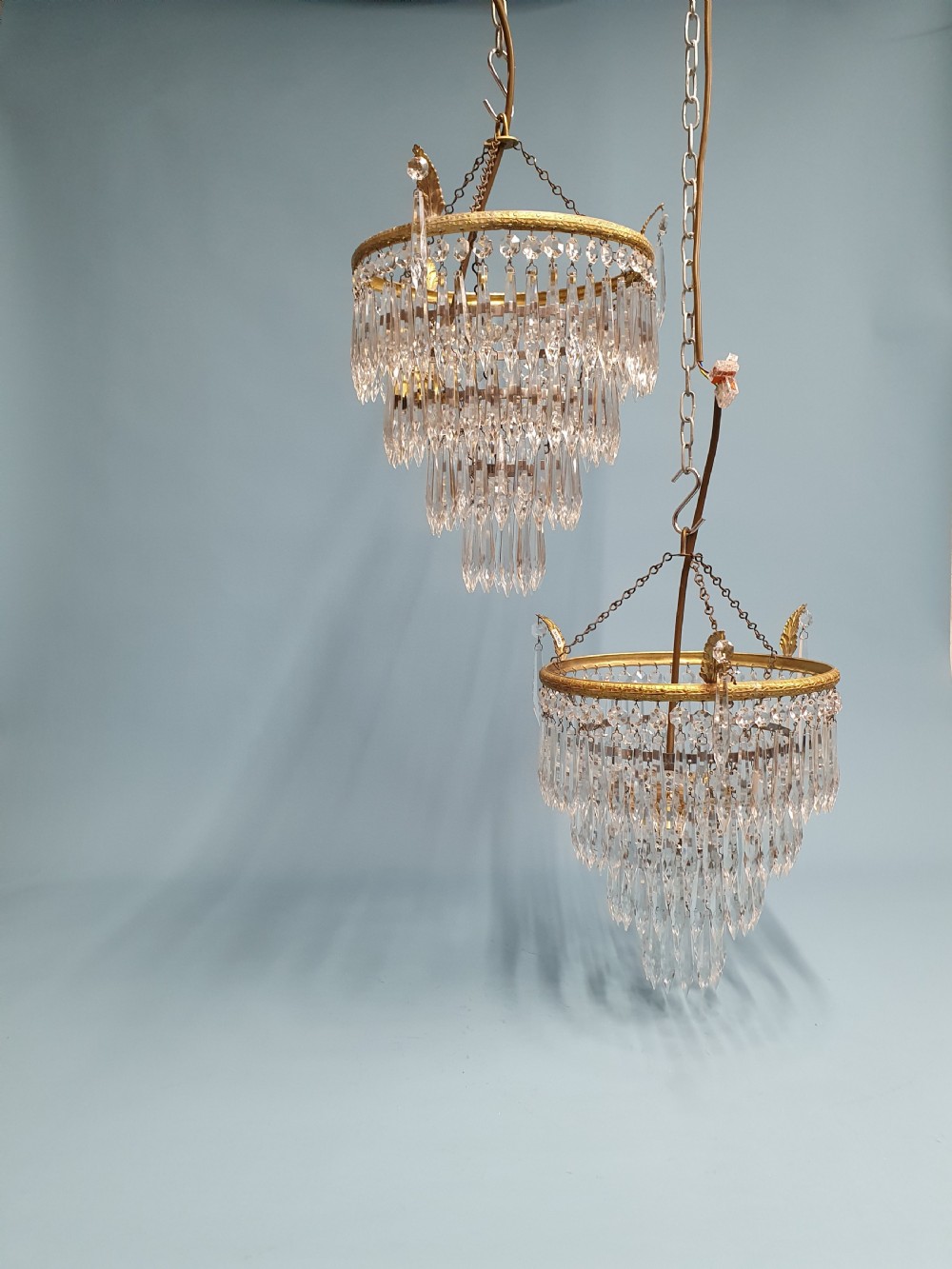 Early 20th century pair of spike chandelier with finials 11