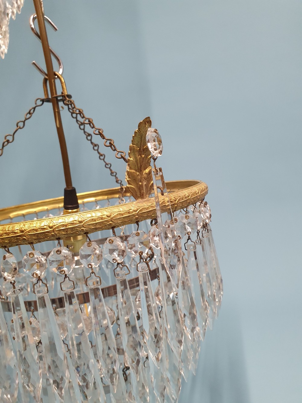 Early 20th century pair of spike chandelier with finials 11