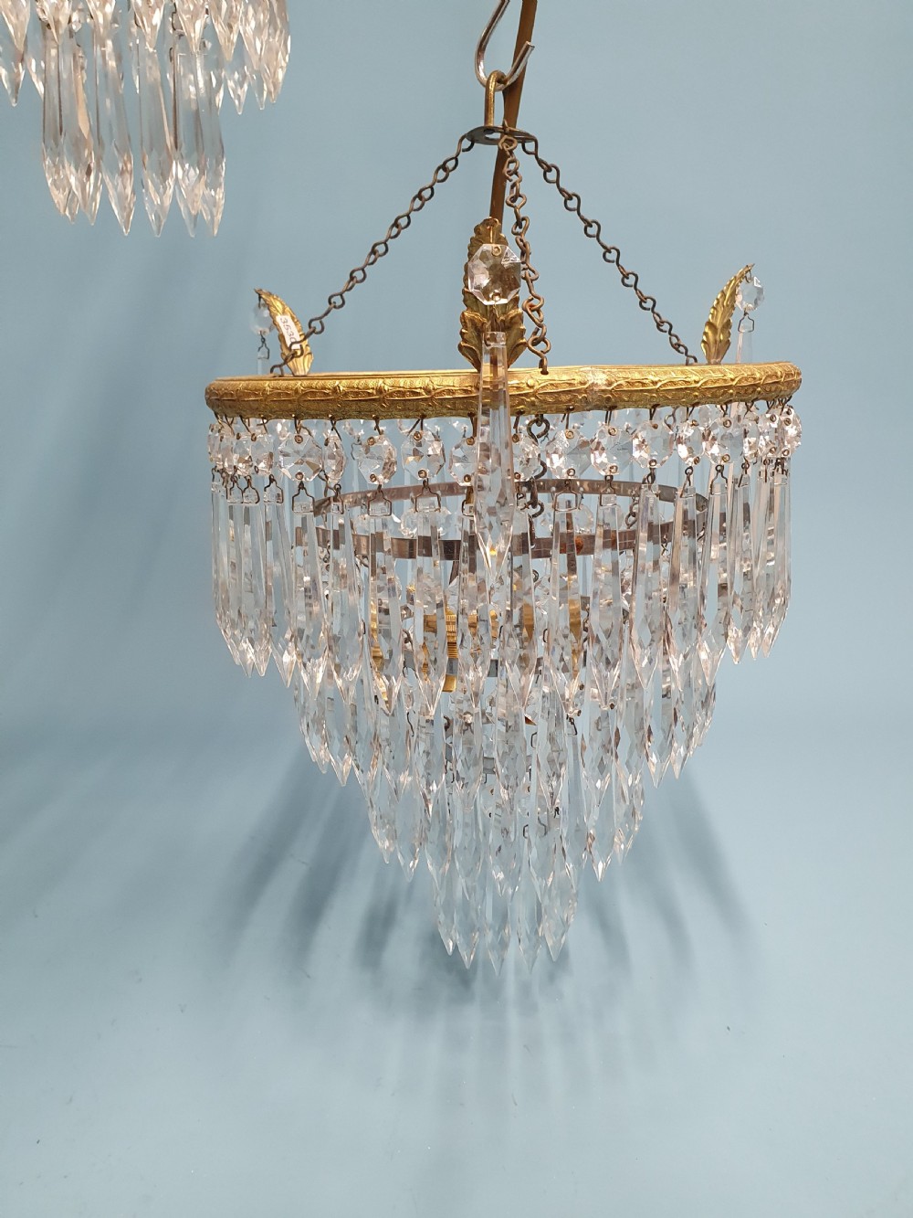 Early 20th century pair of spike chandelier with finials 11