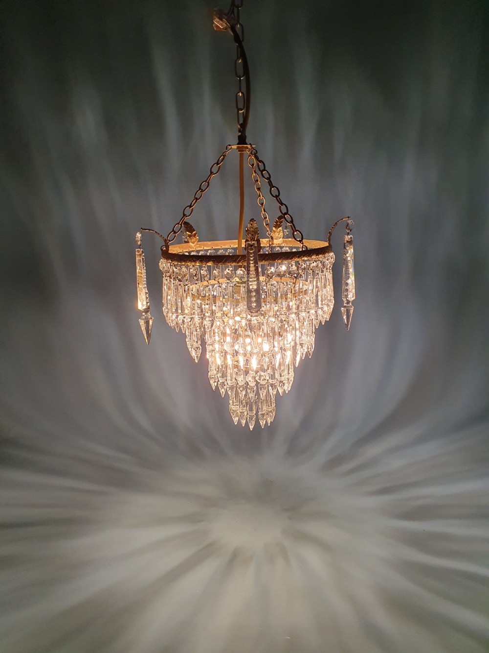 Early 20th century four tier spike chandelier 12