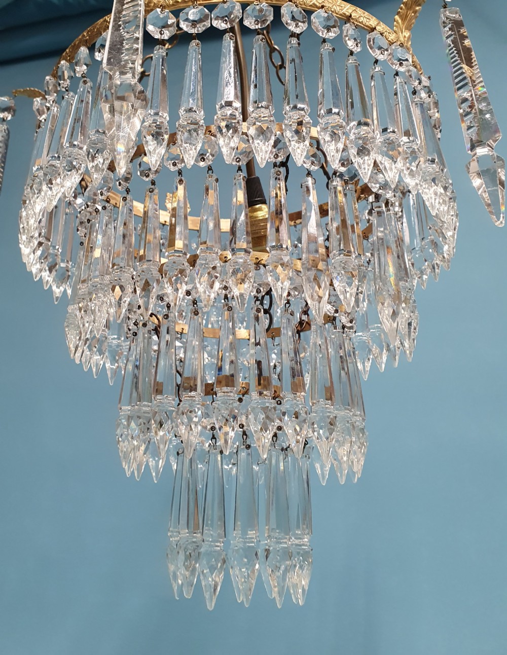 Early 20th century four tier spike chandelier 12