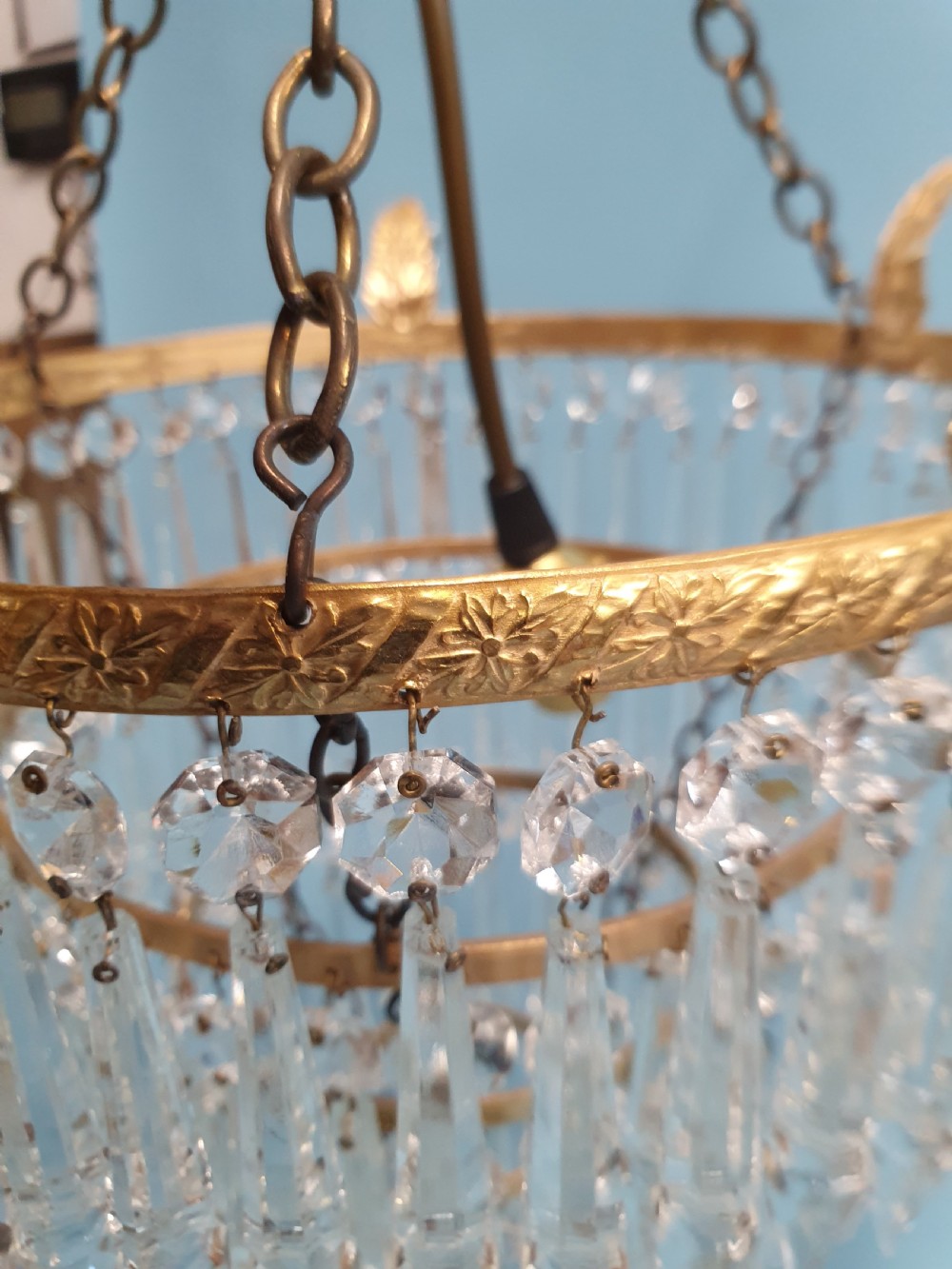 Early 20th century four tier spike chandelier 12