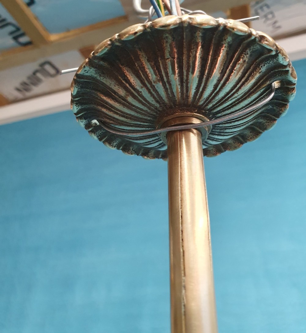 Late 19th century brass and glass chandelier View III