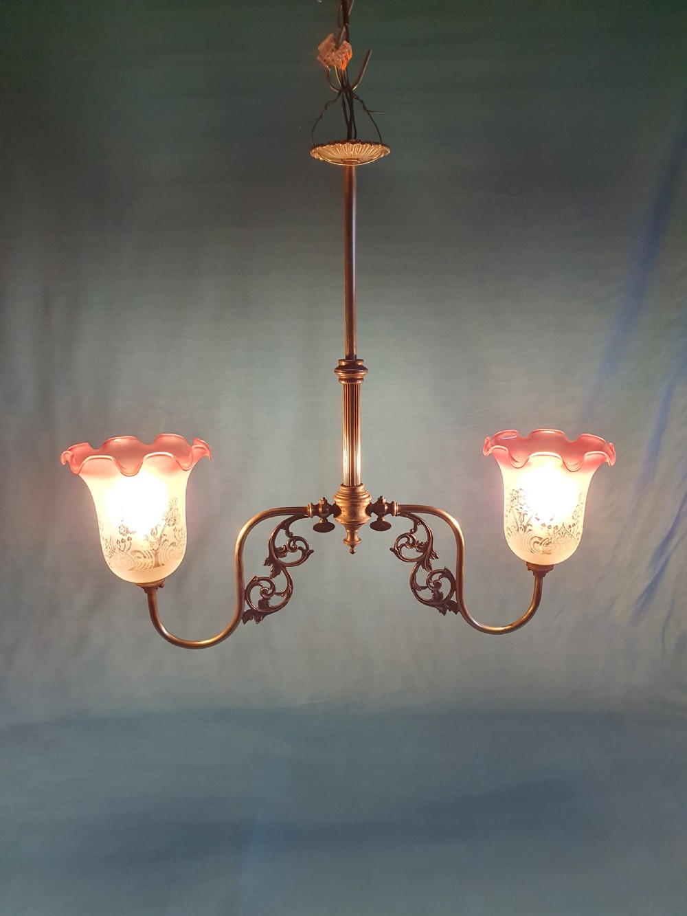 Late 19th century brass and glass chandelier View IV