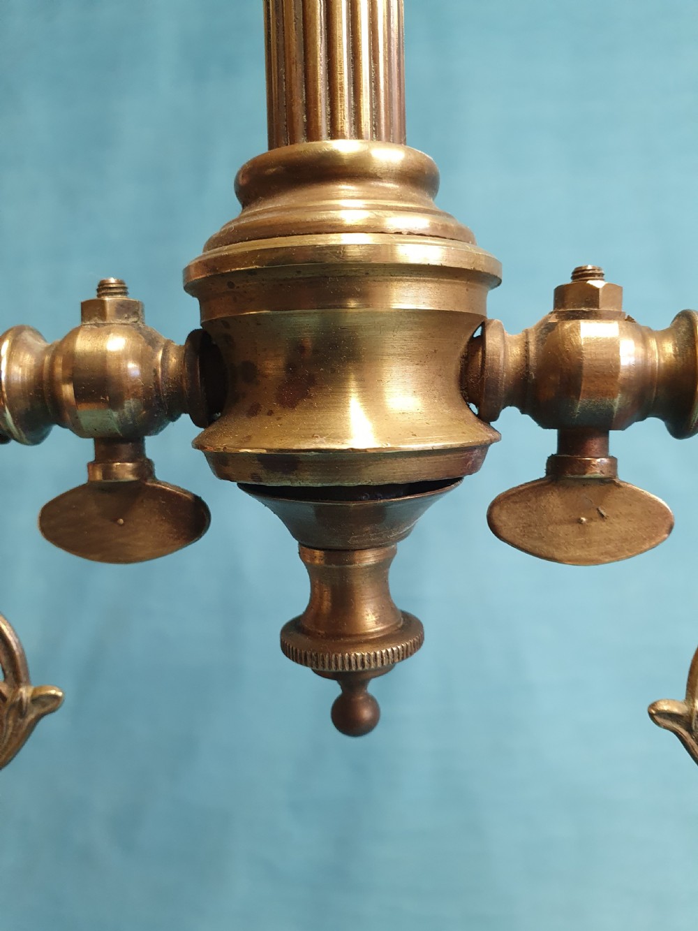 Late 19th century brass and glass chandelier View V