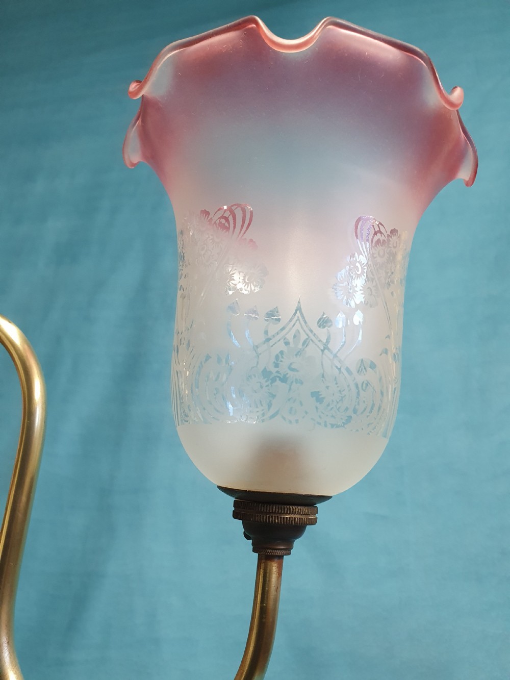 Late 19th century brass and glass chandelier View VI