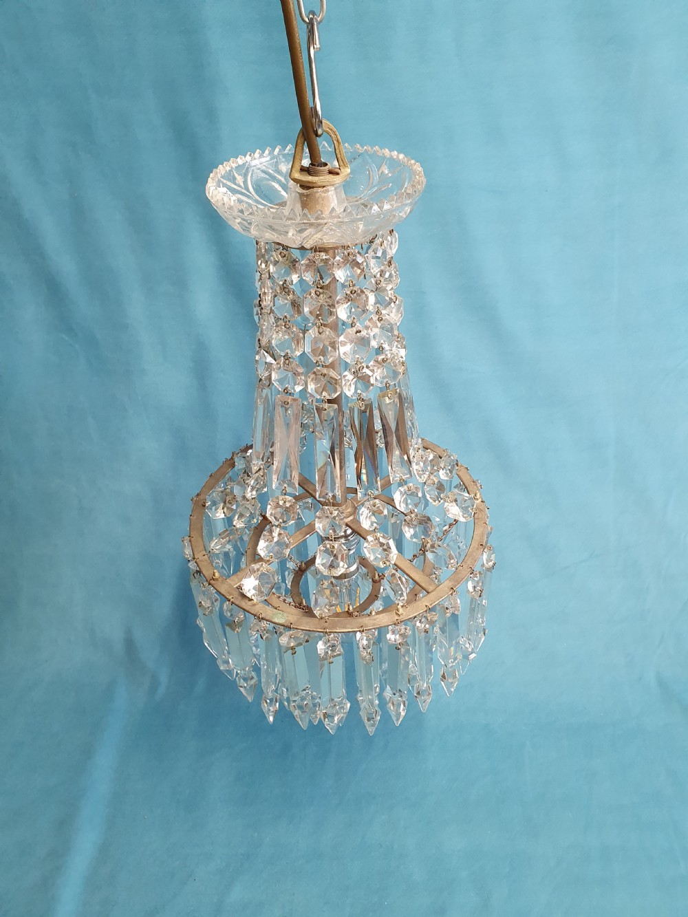 Chandelier with prisms to the top and lusters beneath View II