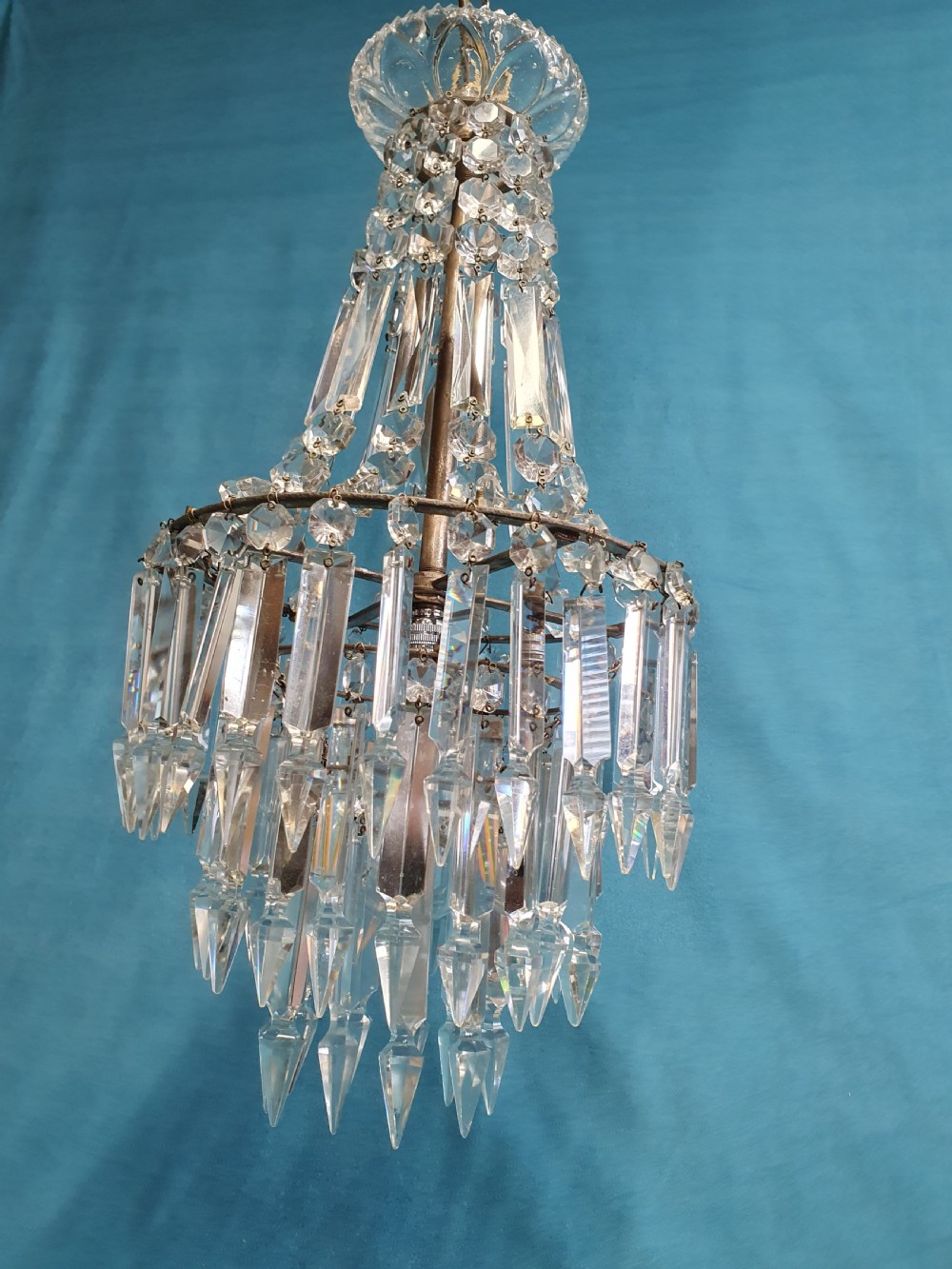 Chandelier with prisms to the top and lusters beneath View VII