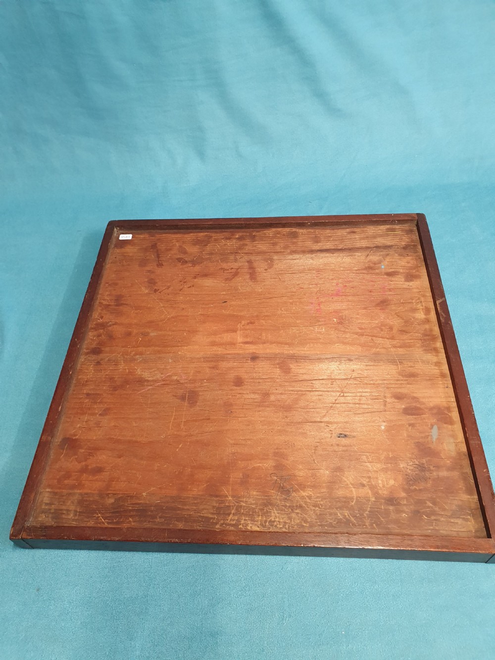 Late 19 century wooden chessboard with early 20th century chess set  View II