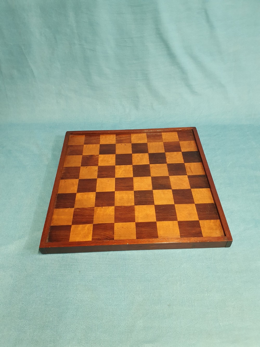 Late 19 century wooden chessboard with early 20th century chess set  View IV