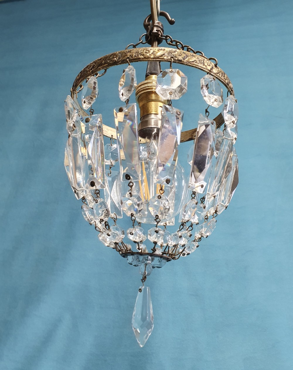Early 20th century small prism chandelier 6