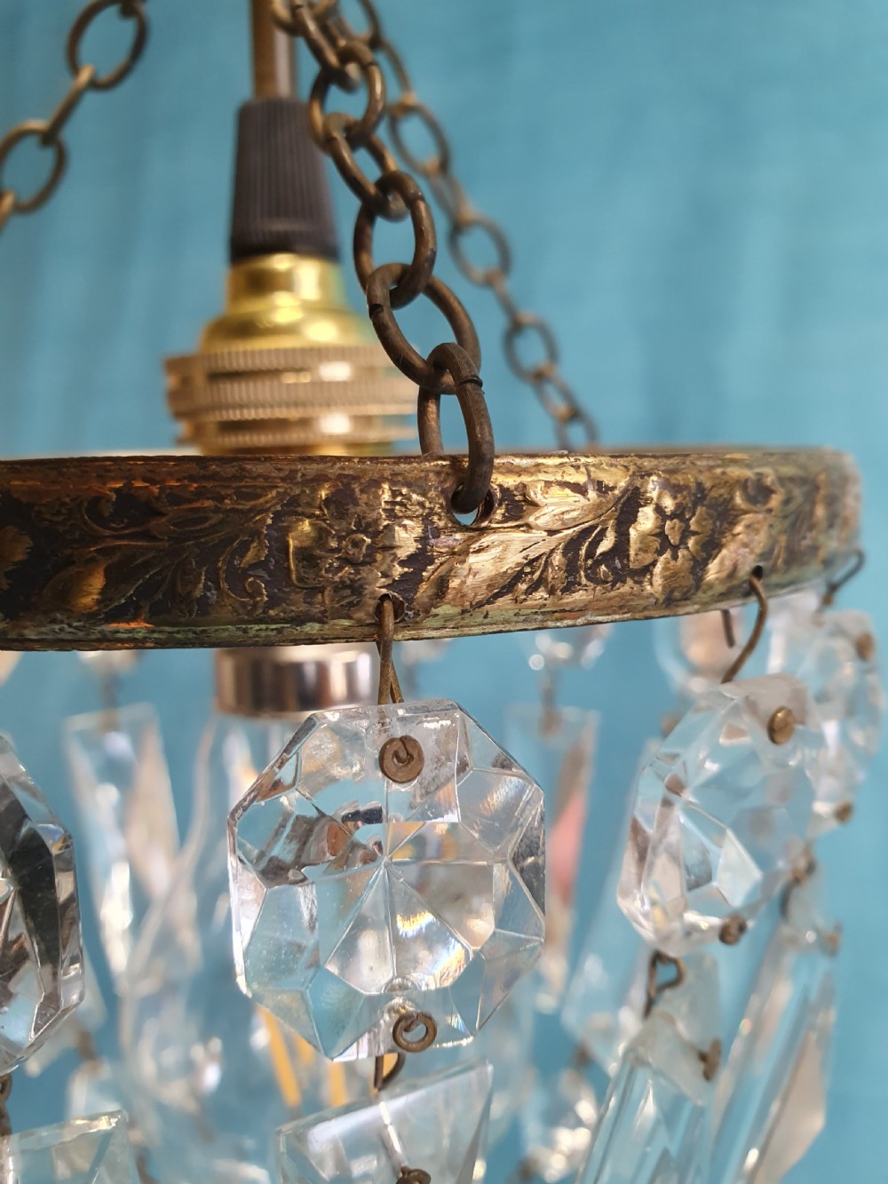 Early 20th century small prism chandelier 6