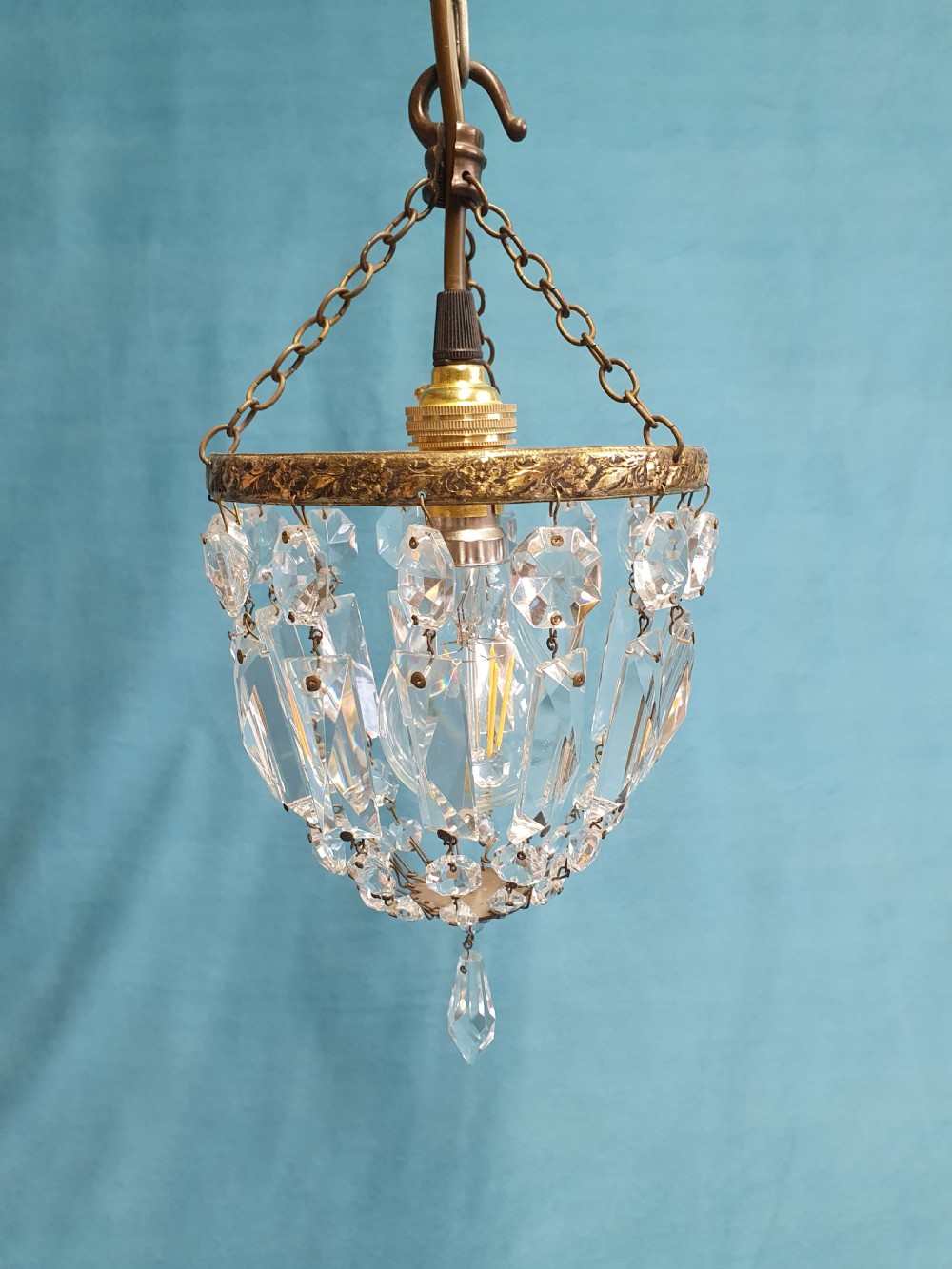 Early 20th century small prism chandelier 6