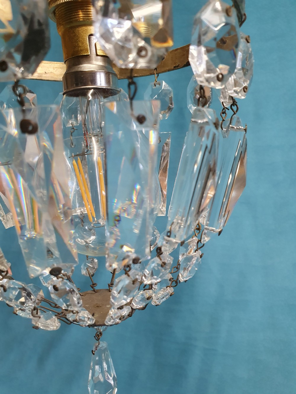Early 20th century small prism chandelier 6