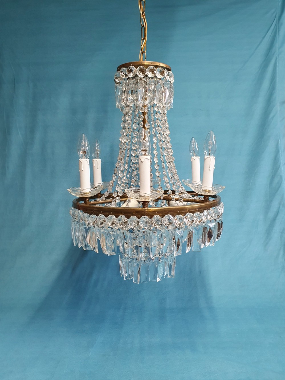 Large chandelier with swags nine bulb holders 20