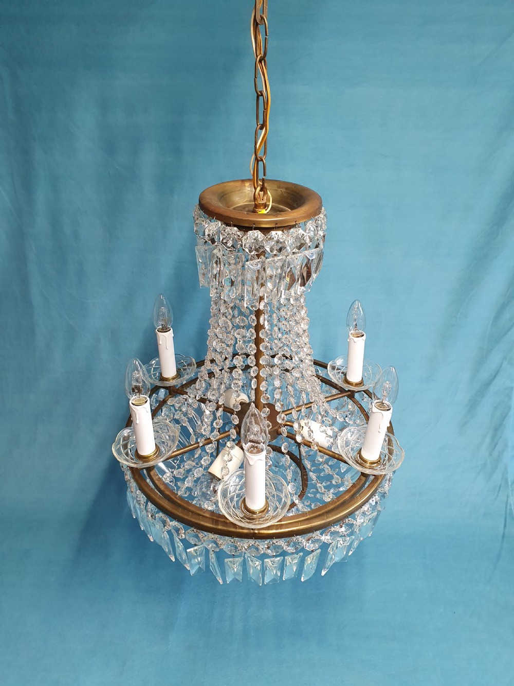 Large chandelier with swags nine bulb holders 20