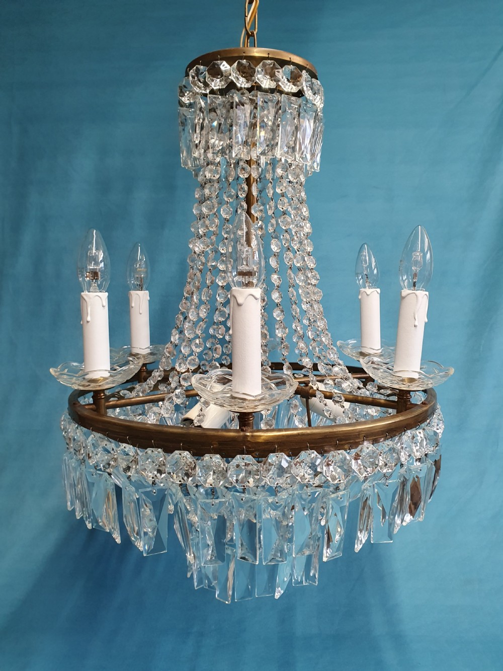 Large chandelier with swags nine bulb holders 20