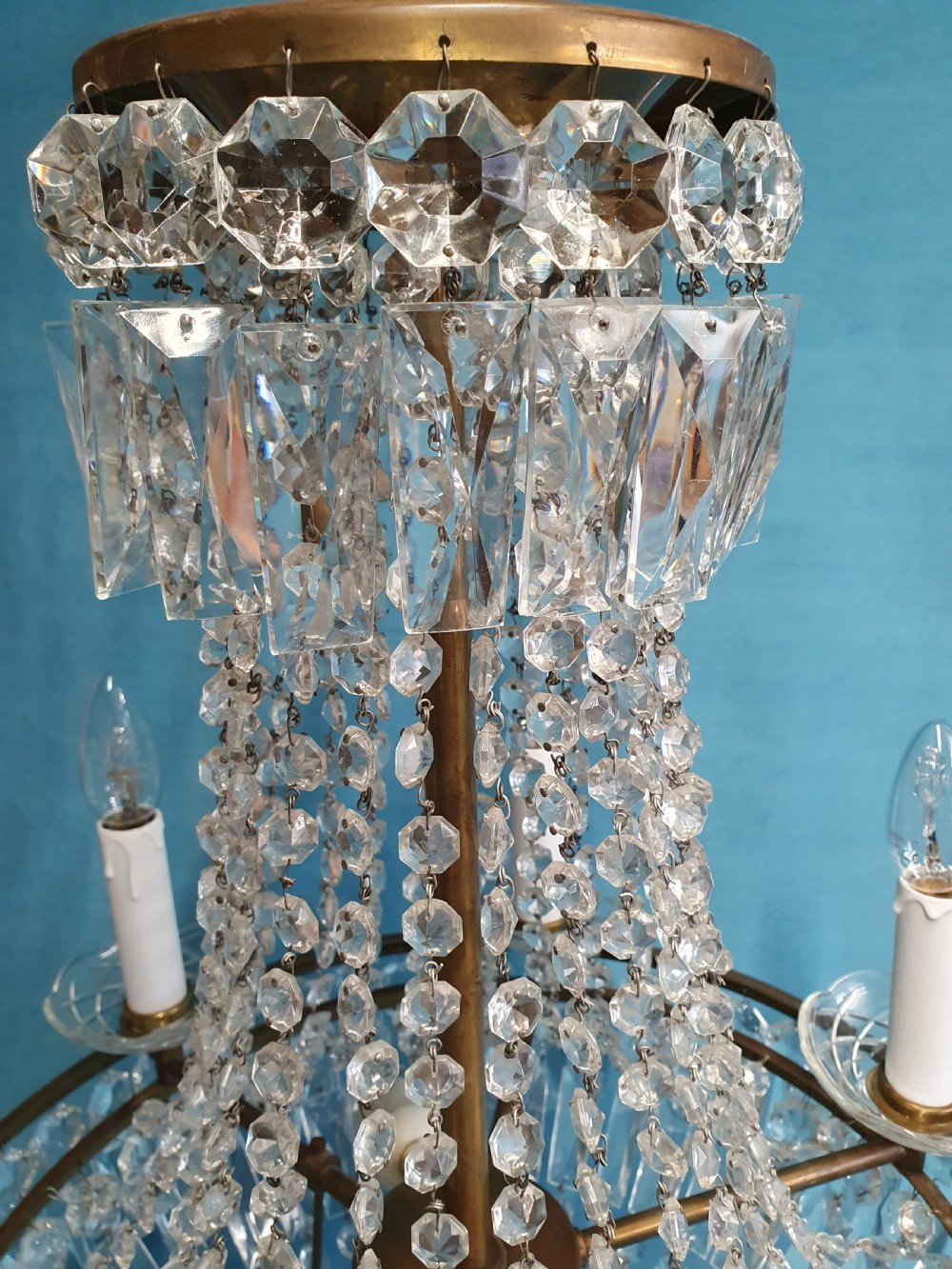 Large chandelier with swags nine bulb holders 20