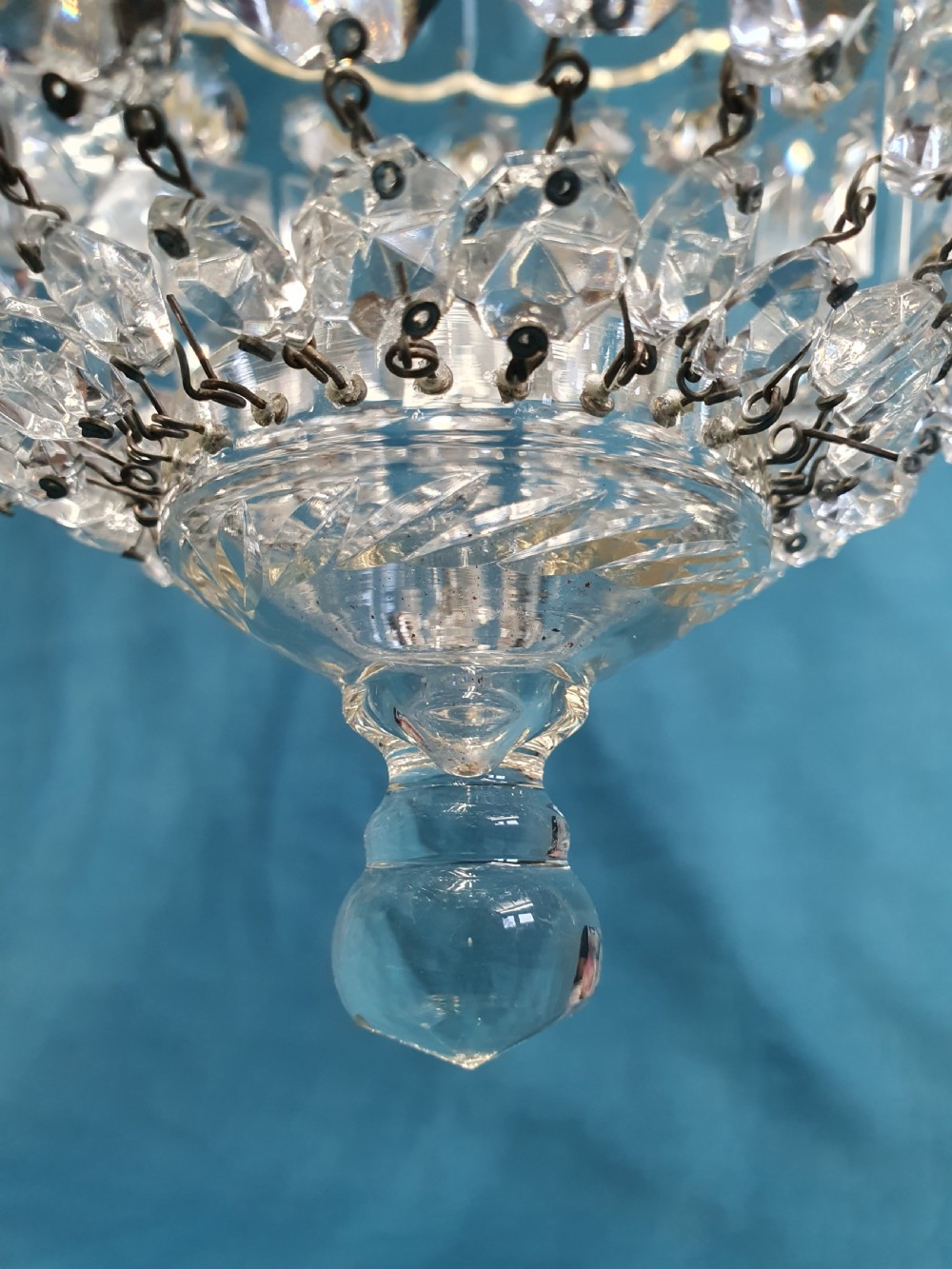 Super quality pair of dome top chandeliers with prisms 10