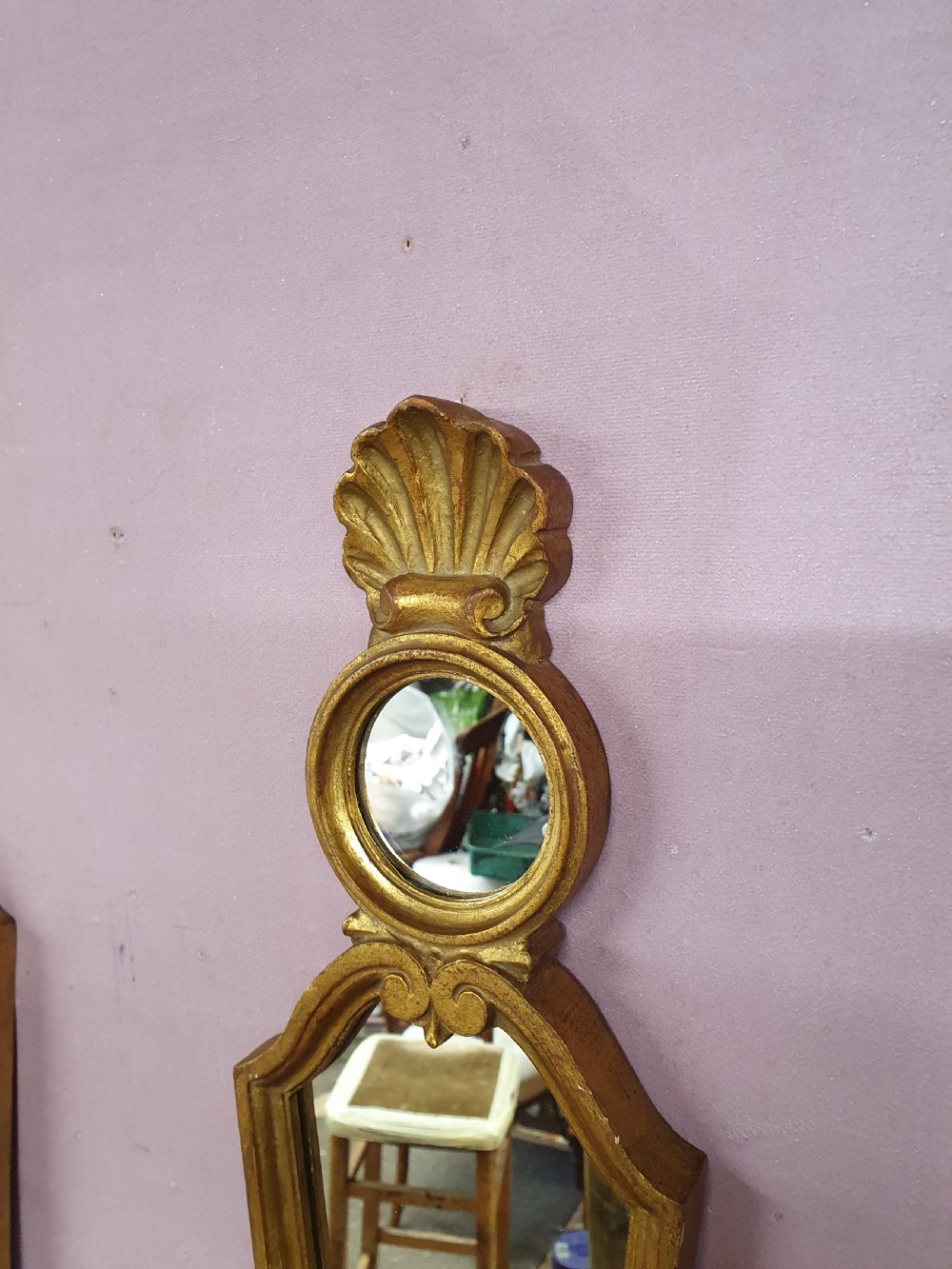Pair of gilt Italian wall lights with mirror backs View V