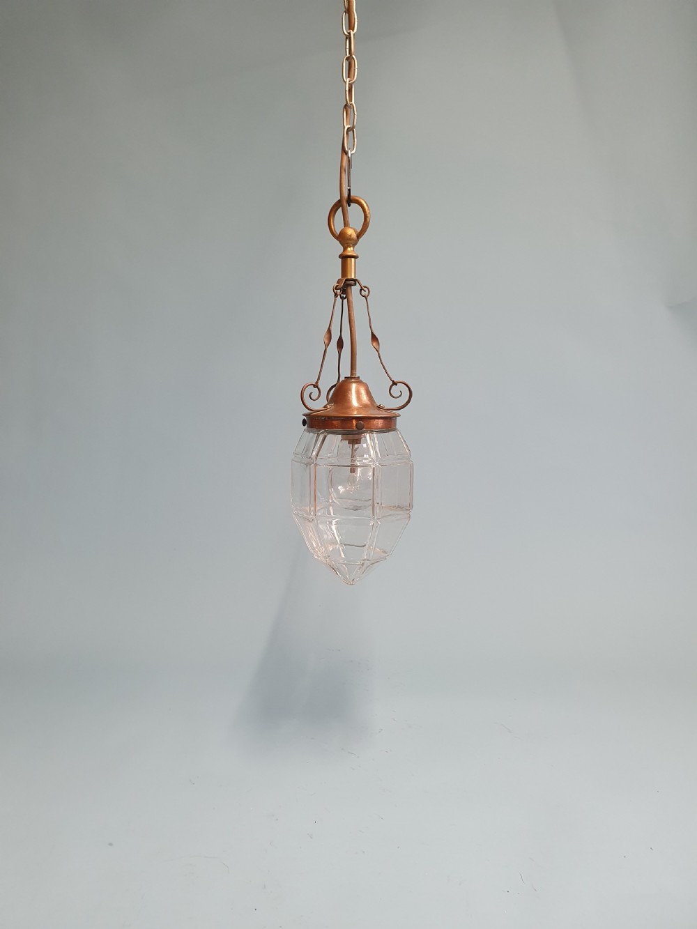 Early 20th century Arts and crafts hexagon shaped pendant lantern