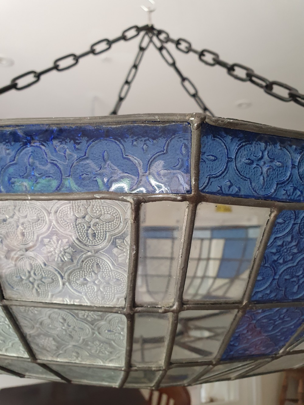Large pair of early 20th century leaded ceiling lights  View V