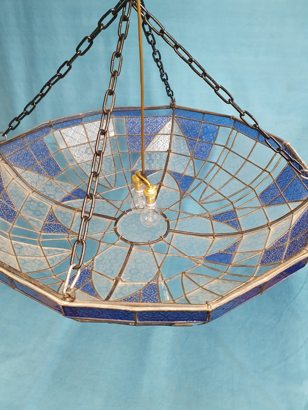 Large pair of early 20th century leaded ceiling lights  View VI