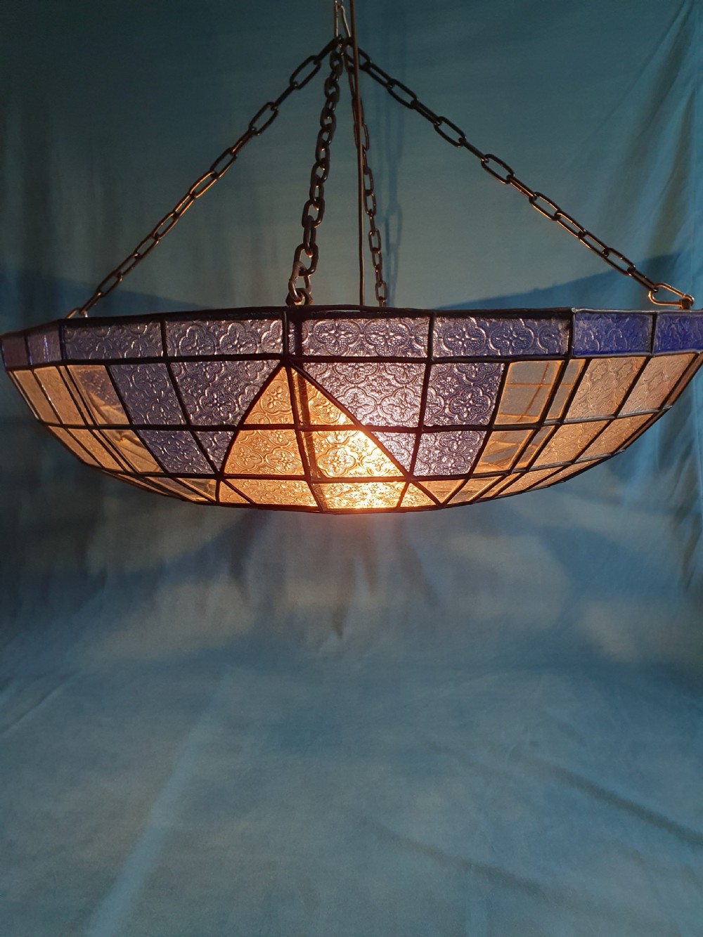 Large pair of early 20th century leaded ceiling lights  View VII