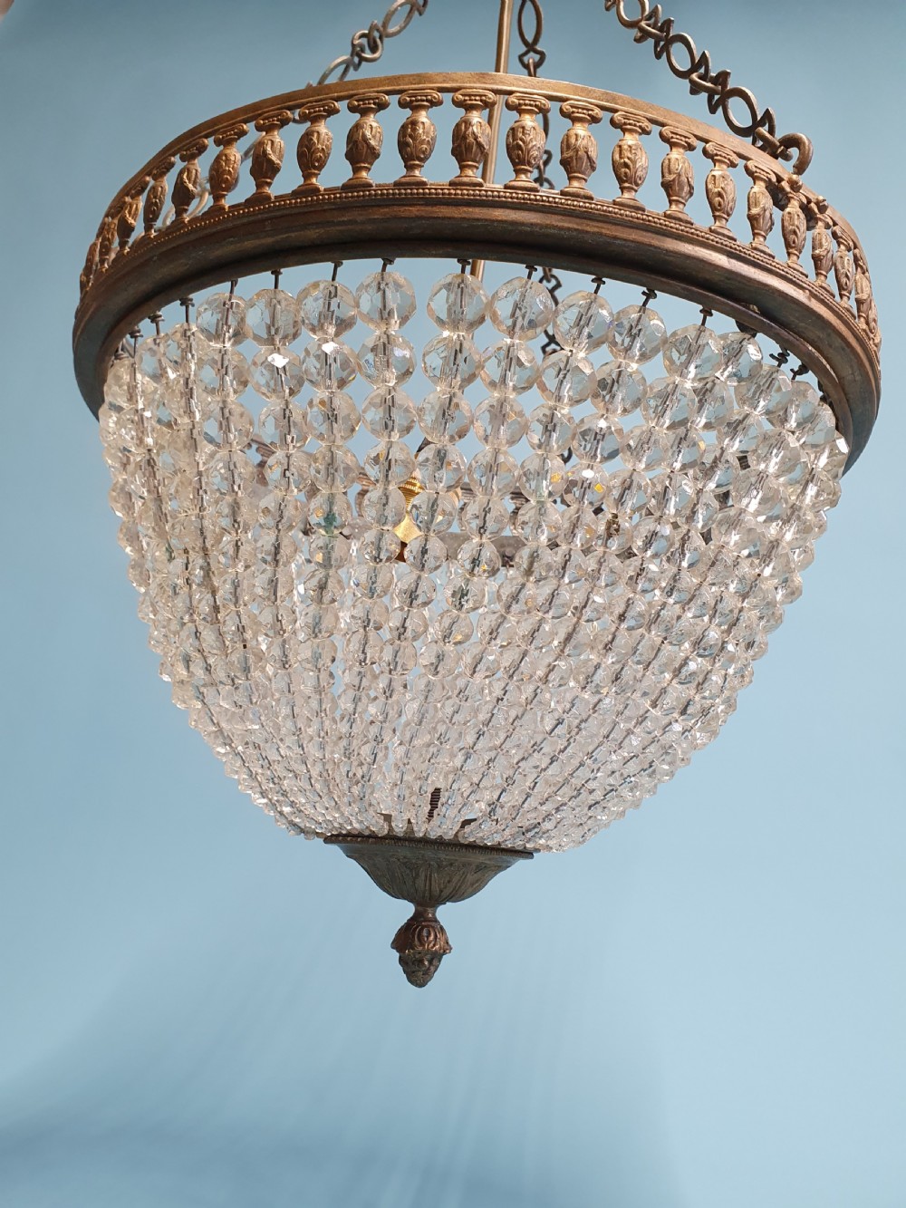 Early 20th century French tapered bead chandelier 12