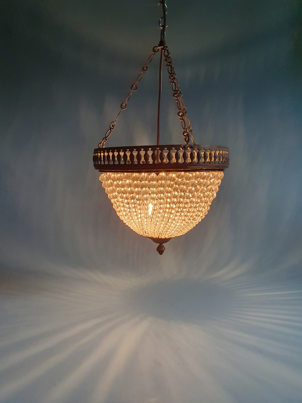 Early 20th century French tapered bead chandelier 12