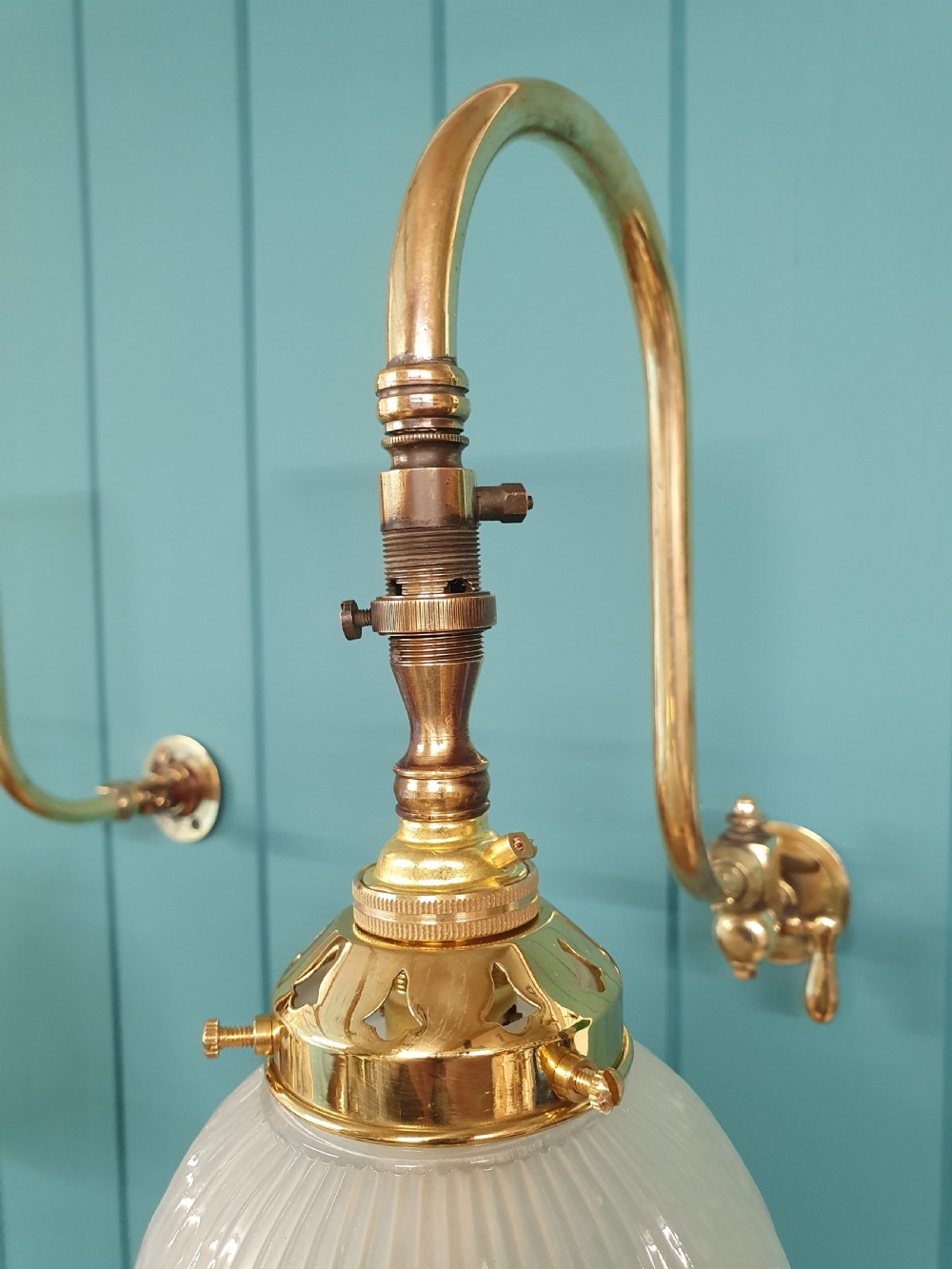 Pair of gas wall lights with glass shades View VII