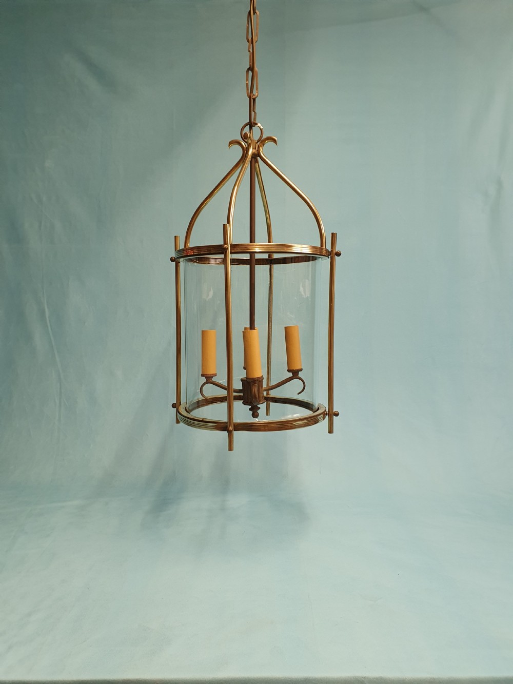 Early 20th century French round hall lantern with four bulbs 13
