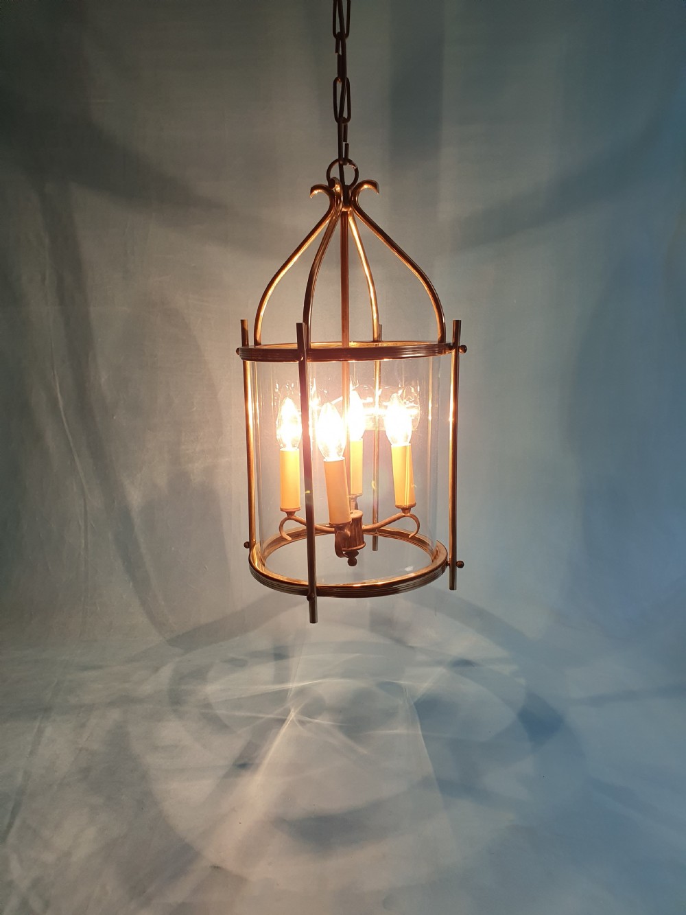 Early 20th century French round hall lantern with four bulbs 13