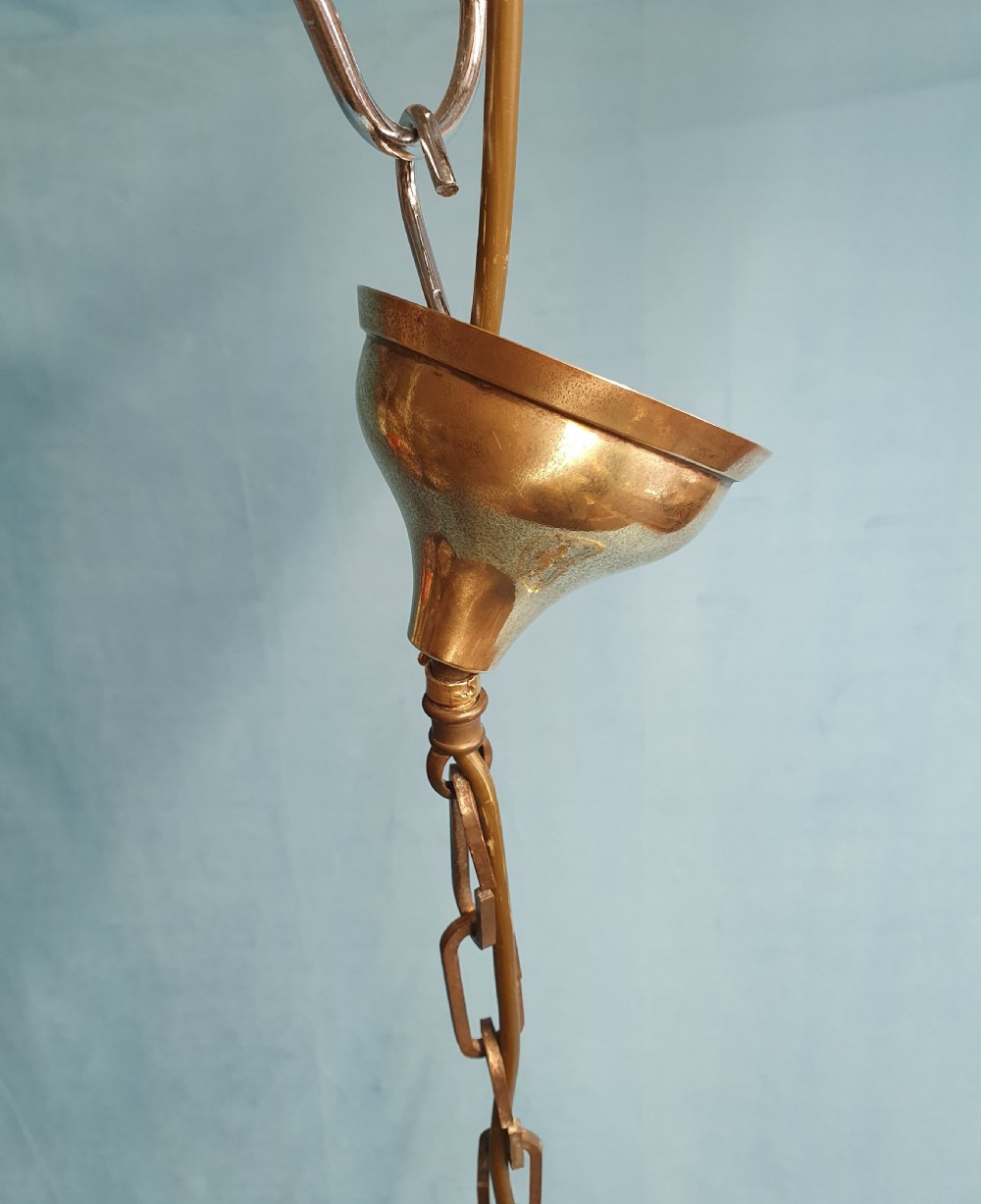 Early 20th century French round hall lantern with four bulbs 13