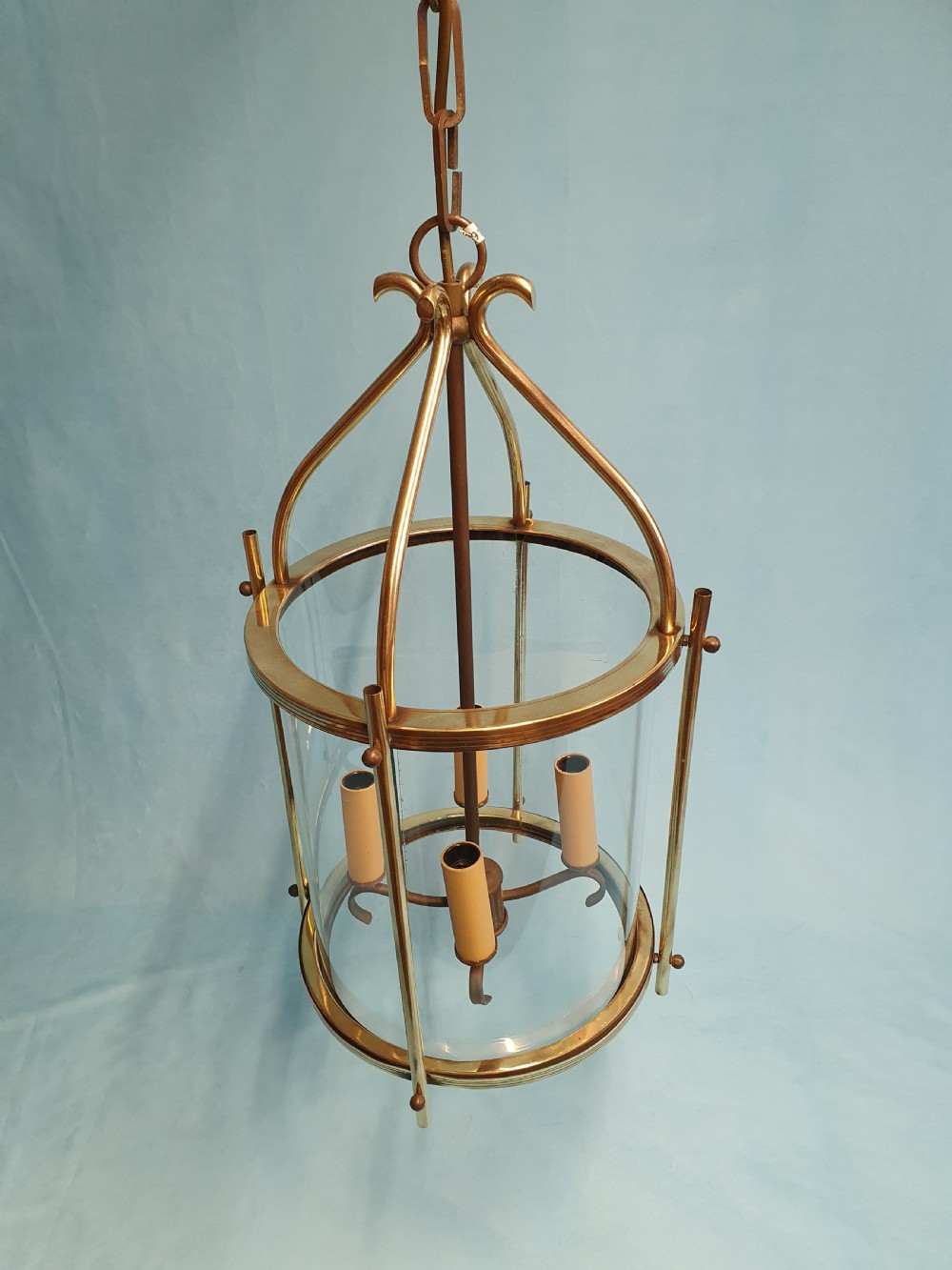 Early 20th century French round hall lantern with four bulbs 13