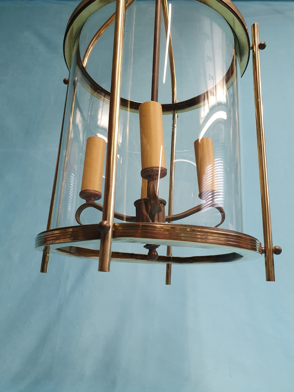 Early 20th century French round hall lantern with four bulbs 13