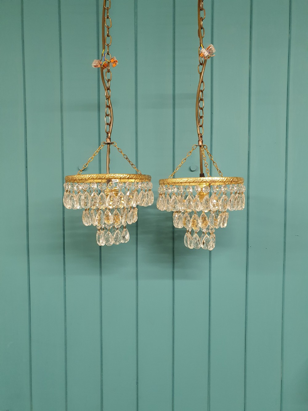 Early 20th century pair drip chandeliers 8