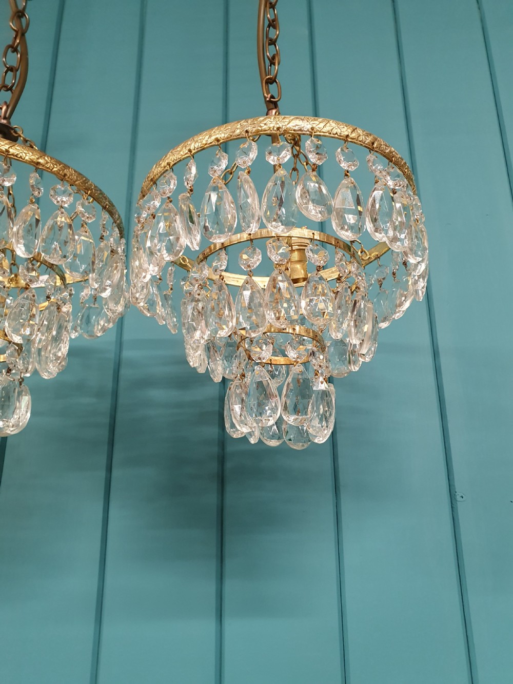 Early 20th century pair drip chandeliers 8