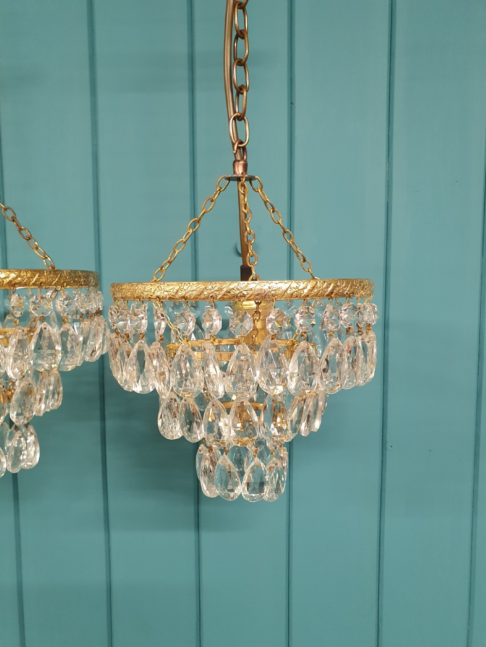 Early 20th century pair drip chandeliers 8
